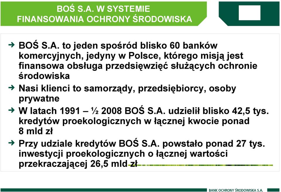 jest finansowa obsługa przedsięwzięć służących ochronie środowiska Nasi klienci to samorządy, przedsiębiorcy, osoby prywatne W