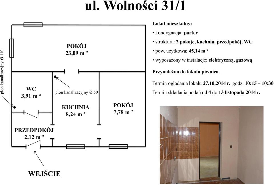 pokoje, kuchnia, przedpokój, WC pow.