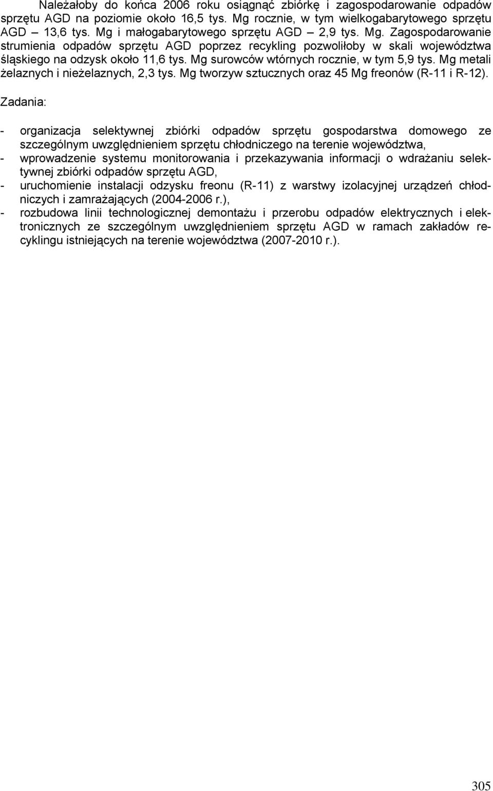 Mg surowców wtórnych rocznie, w tym 5,9 tys. Mg metali żelaznych i nieżelaznych, 2,3 tys. Mg tworzyw sztucznych oraz 45 Mg freonów (R-11 i R-12).