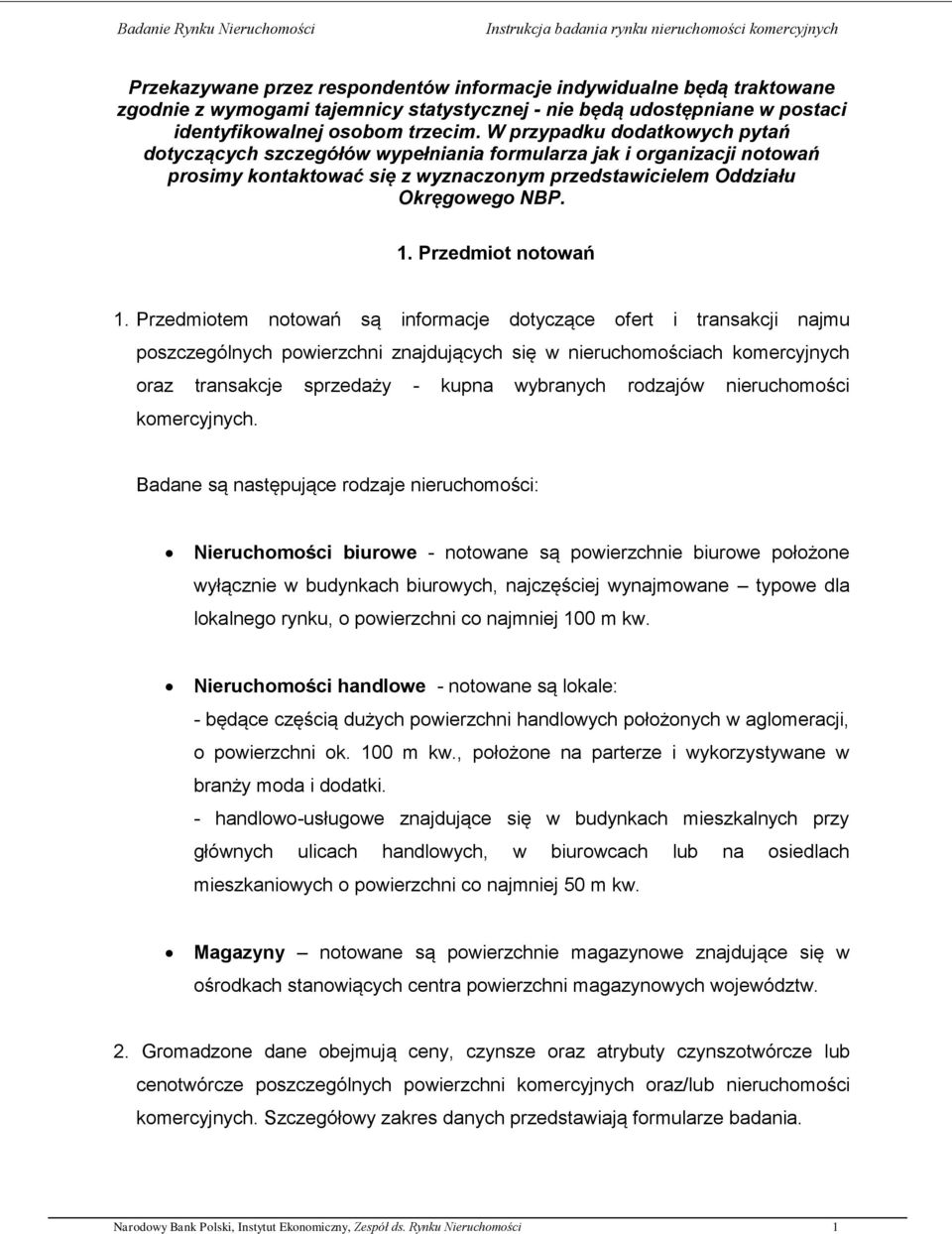 Przedmiot notowań 1.