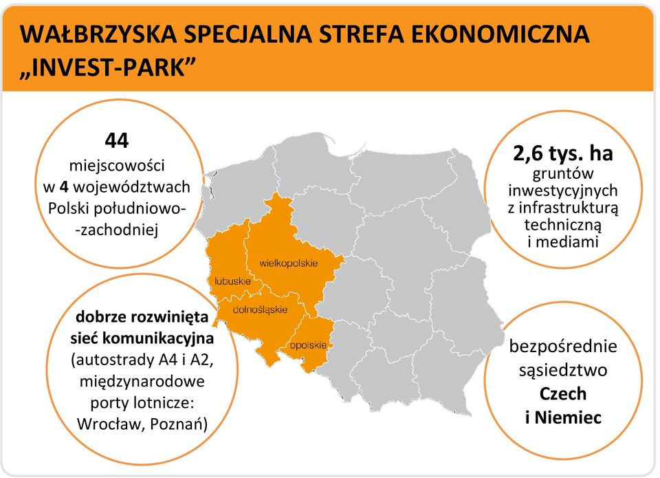 ha gruntów inwestycyjnych z infrastrukturą techniczną i mediami dobrze rozwinięta