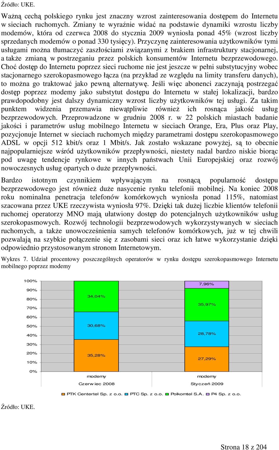 Przyczynę zainteresowania uŝytkowników tymi usługami moŝna tłumaczyć zaszłościami związanymi z brakiem infrastruktury stacjonarnej, a takŝe zmianą w postrzeganiu przez polskich konsumentów Internetu