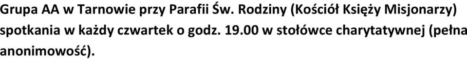 spotkania w każdy czwartek o godz. 19.