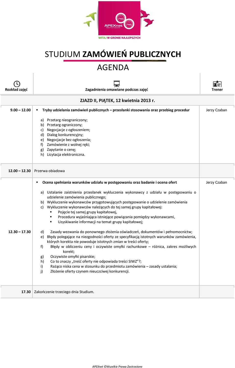 konkurencyjny; e) Negocjacje bez ogłoszenia; f) Zamówienie z wolnej ręki; g) Zapytanie o cenę; h) Licytacja elektroniczna. 12.00 12.