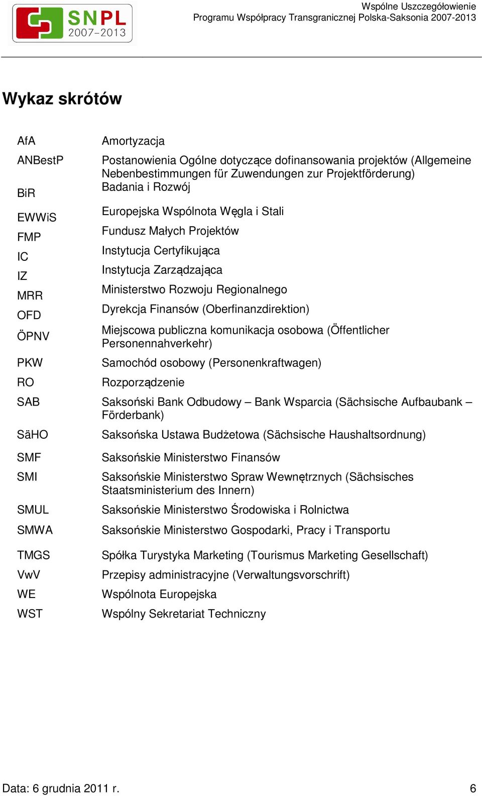 (Oberfinanzdirektion) Miejscowa publiczna komunikacja osobowa (Öffentlicher Personennahverkehr) Samochód osobowy (Personenkraftwagen) Rozporządzenie SAB Saksoński Bank Odbudowy Bank Wsparcia