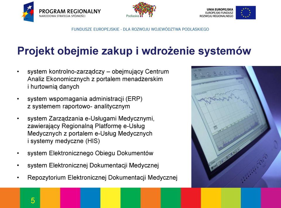 e-usługami Medycznymi, zawierający Regionalną Platformę e-usług Medycznych z portalem e-usług Medycznych i systemy medyczne