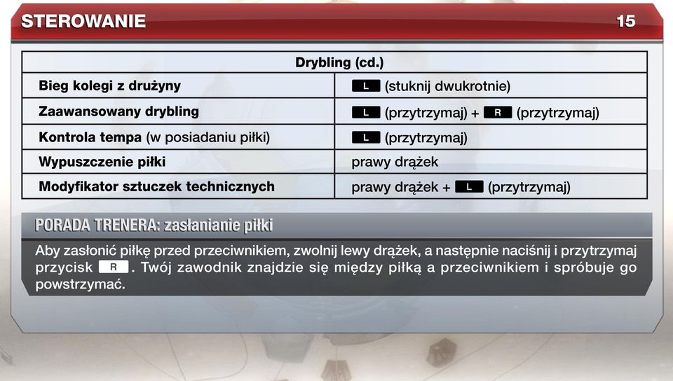 ) < (stuknij dwukrotnie) < (przytrzymaj) + > (przytrzymaj) < (przytrzymaj) prawy drążek prawy drążek + < (przytrzymaj) Porada
