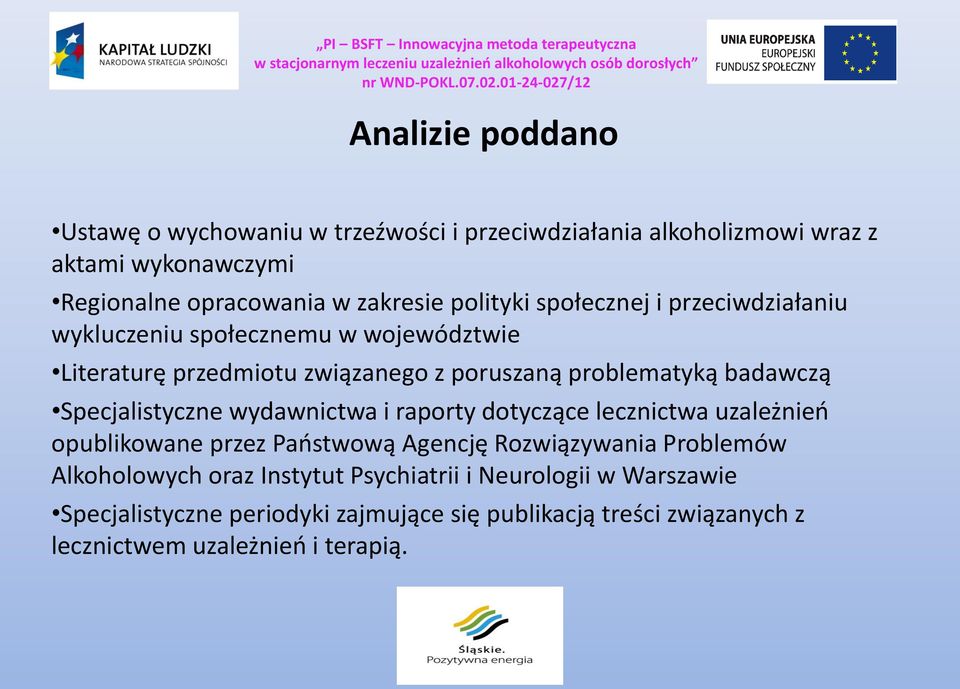 Specjalistyczne wydawnictwa i raporty dotyczące lecznictwa uzależnień opublikowane przez Państwową Agencję Rozwiązywania Problemów Alkoholowych