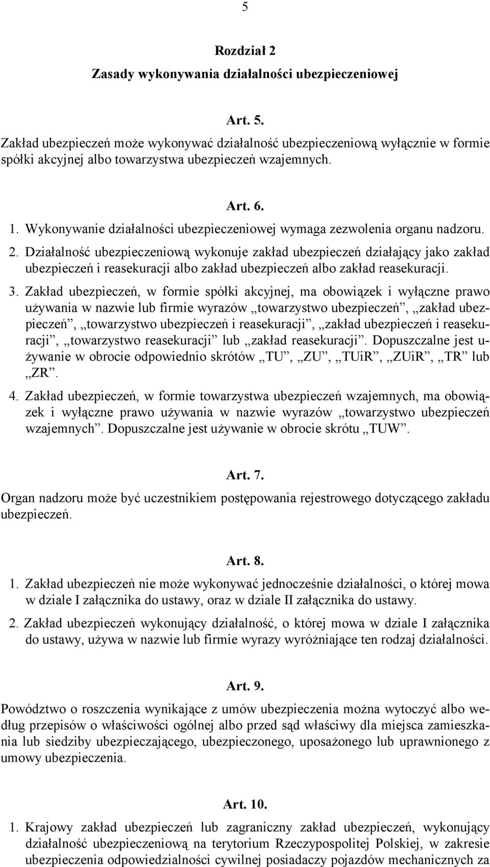 Wykonywanie działalności ubezpieczeniowej wymaga zezwolenia organu nadzoru. 2.