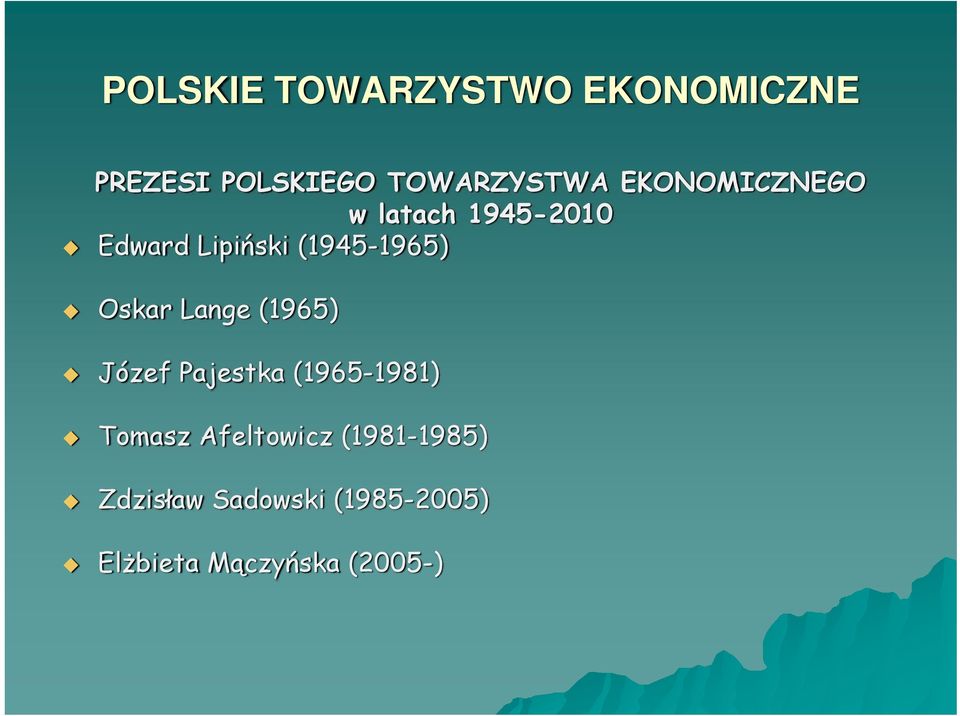 Oskar Lange (1965) Józef Pajestka (1965-1981) Tomasz