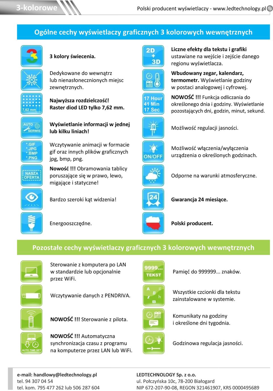 !! Obramowania tablicy poruszające się w prawo, lewo, migające i statyczne! Liczne efekty dla tekstu i grafiki ustawiane na wejście i zejście danego regionu wyświetlacza.