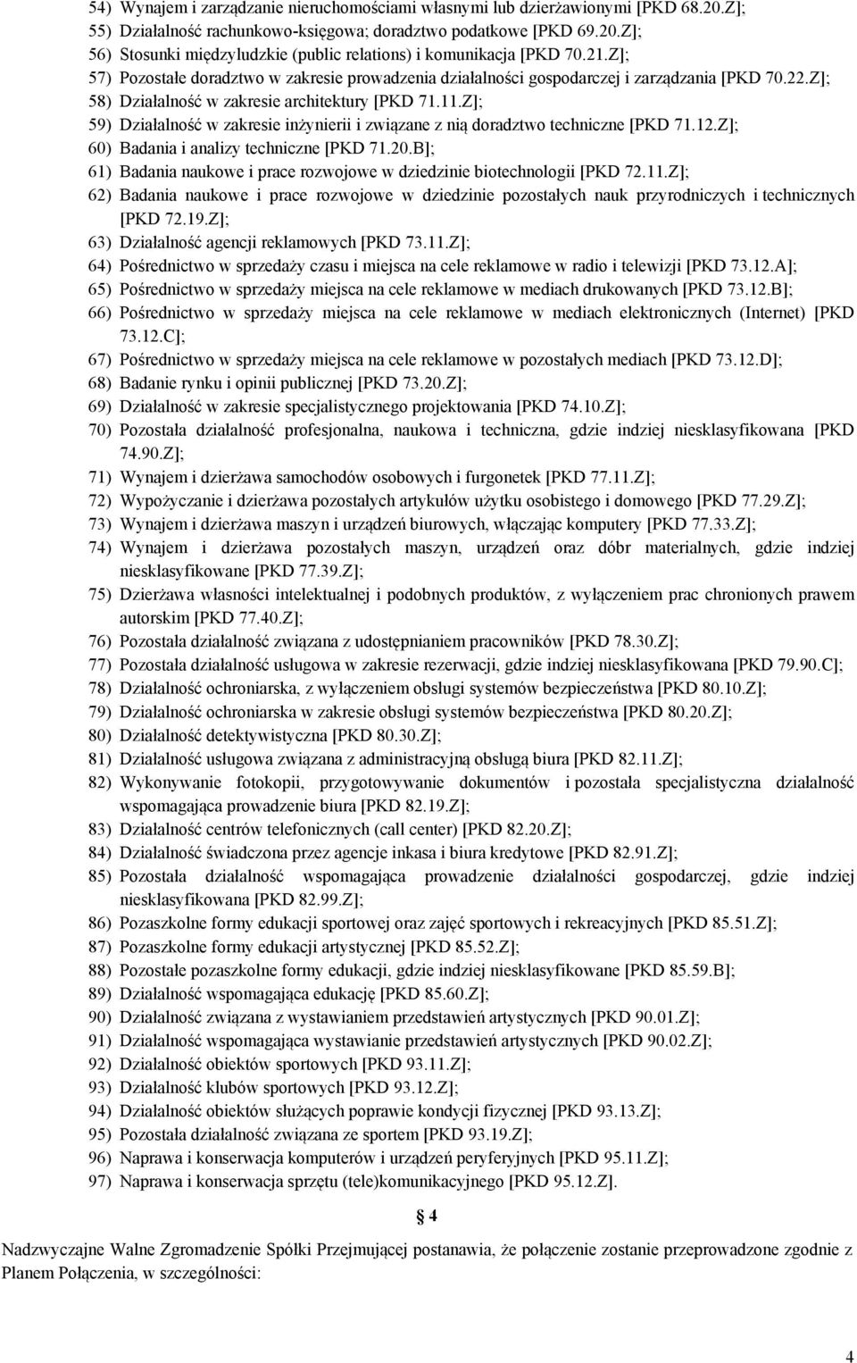 Z]; 59) Działalność w zakresie inżynierii i związane z nią doradztwo techniczne [PKD 71.12.Z]; 60) Badania i analizy techniczne [PKD 71.20.