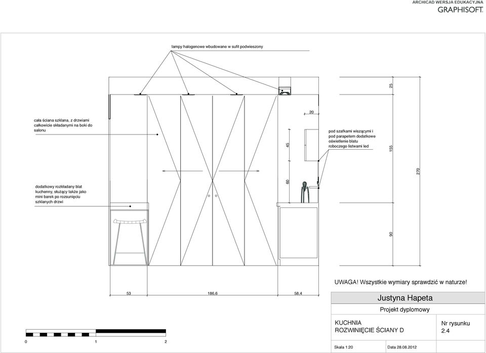 wiszącymi i pod parapetem dodatkowe oświetlenie blatu roboczego listwami led 90 155 25 270 UWAGA!