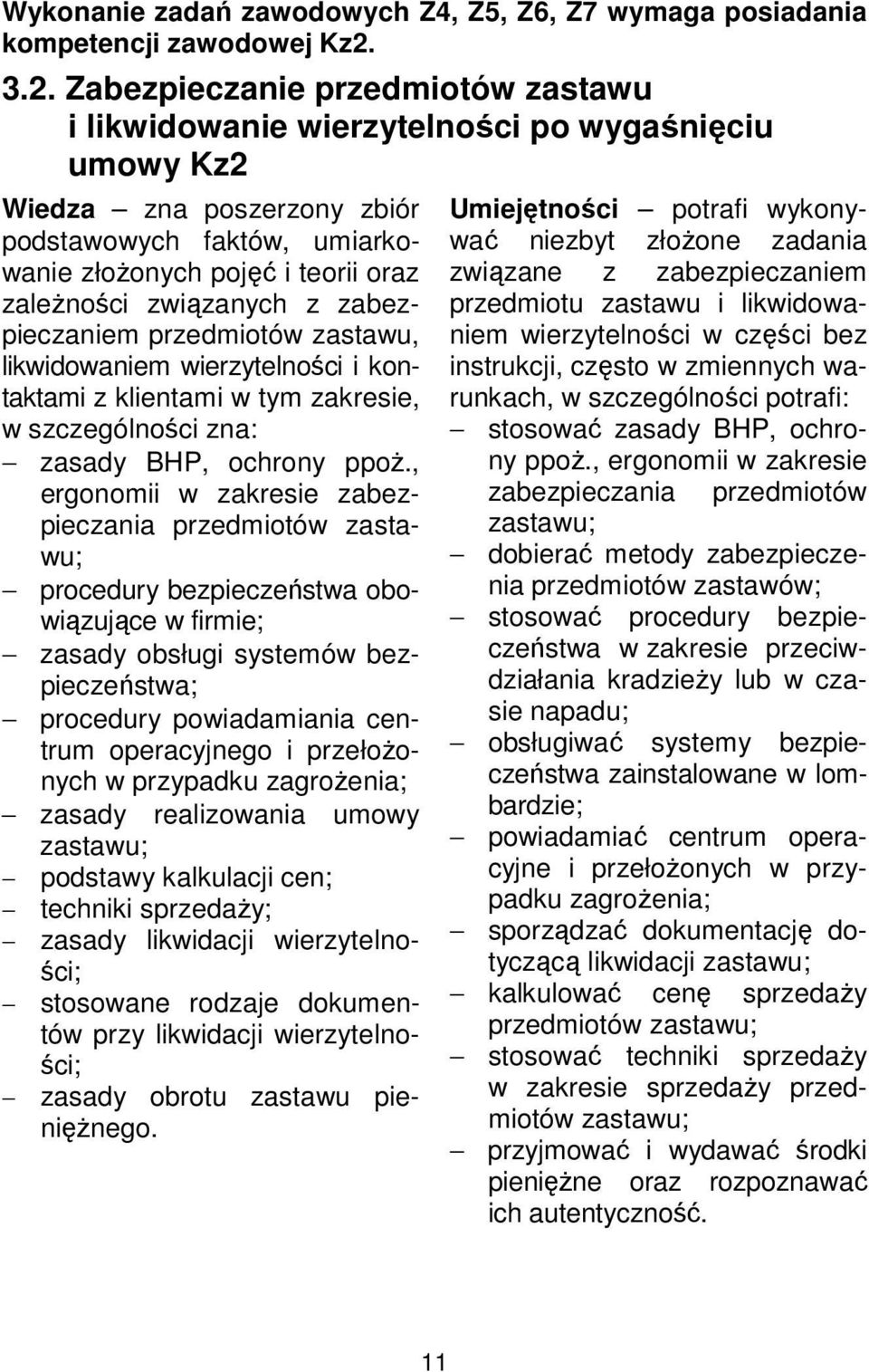 związanych z zabezpieczaniem przedmiotów zastawu, likwidowaniem wierzytelności i kontaktami z klientami w tym zakresie, w szczególności zna: zasady BHP, ochrony ppoż.