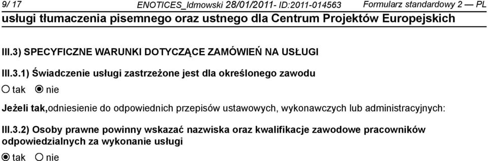 określonego zawodu Jeżeli,odsie do odpowiednich przepisów ustawowych, wykonawczych lub