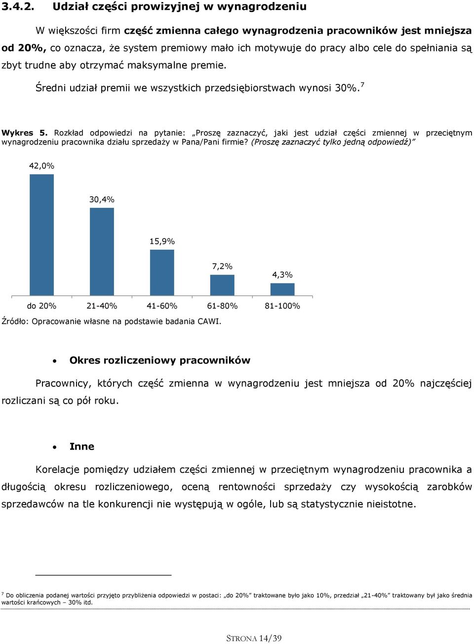 spełniania są zbyt trudne aby otrzymać maksymalne premie. Średni udział premii we wszystkich przedsiębiorstwach wynosi 30%. 7 Wykres 5.