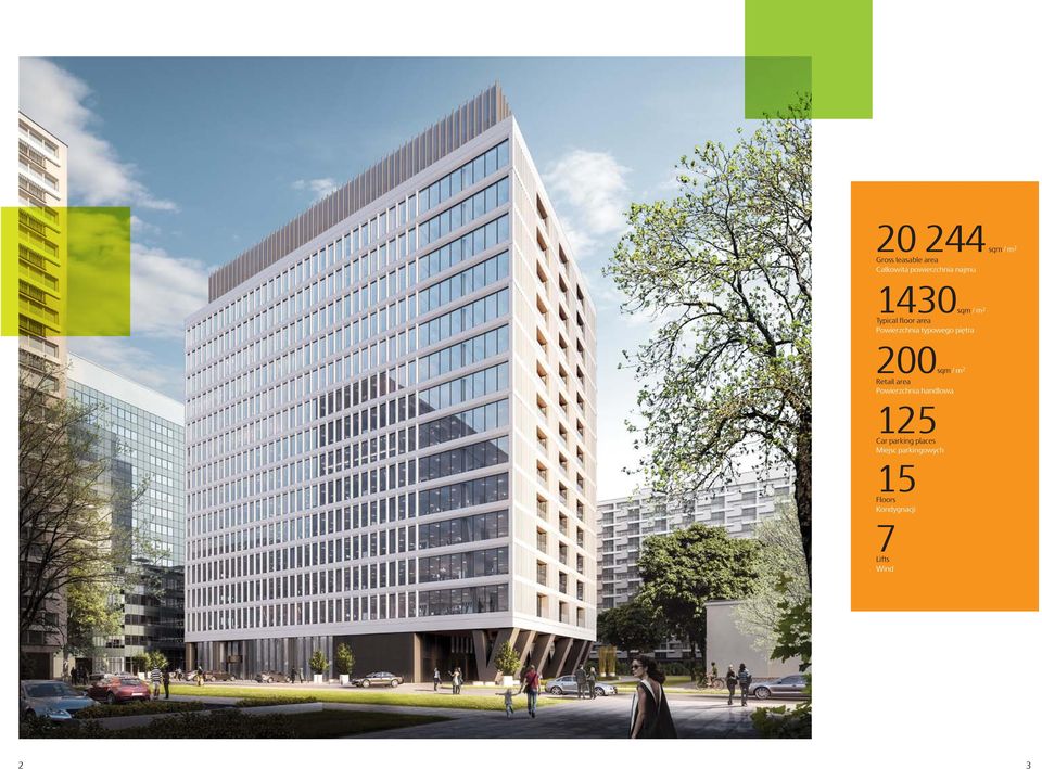 piętra 200sqm / m 2 Retail area Powierzchnia handlowa 125 Car