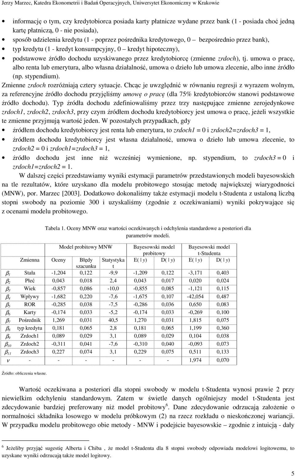kredyobiorcę (zmienne zrdoch), j. umowa o racę, albo rena lub emeryura, albo własna działalność, umowa o dzieło lub umowa zlecenie, albo inne źródło (n. syendium).