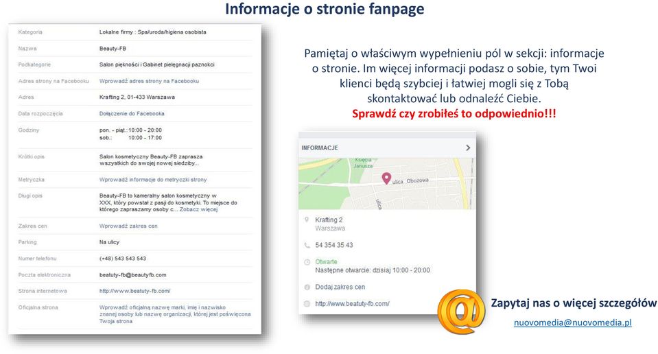 Im więcej informacji podasz o sobie, tym Twoi klienci będą