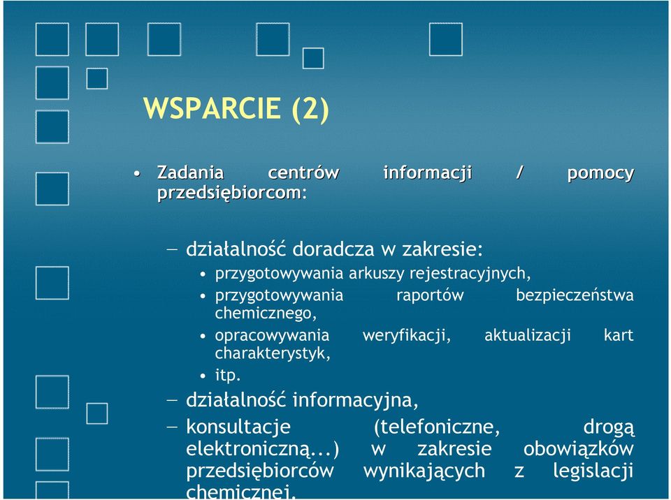 opracowywania weryfikacji, aktualizacji kart charakterystyk, itp.