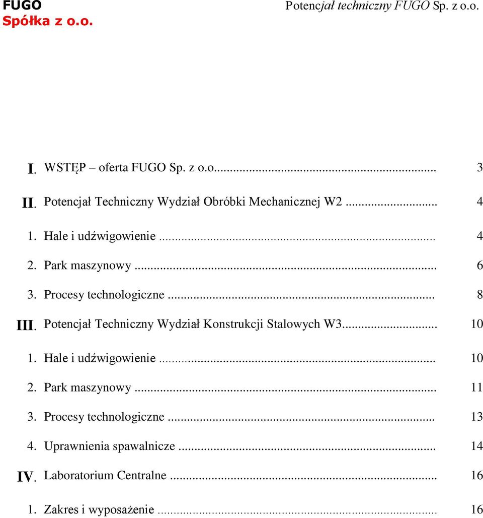 Potencjał Techniczny Wydział Konstrukcji Stalowych W3... 10 1. Hale i udźwigowienie... 10 2.