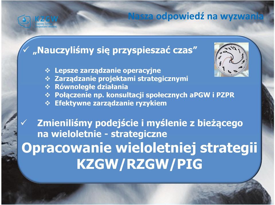 konsultacji społecznych apgw i PZPR Efektywne zarządzanie ryzykiem Zmieniliśmy podejście