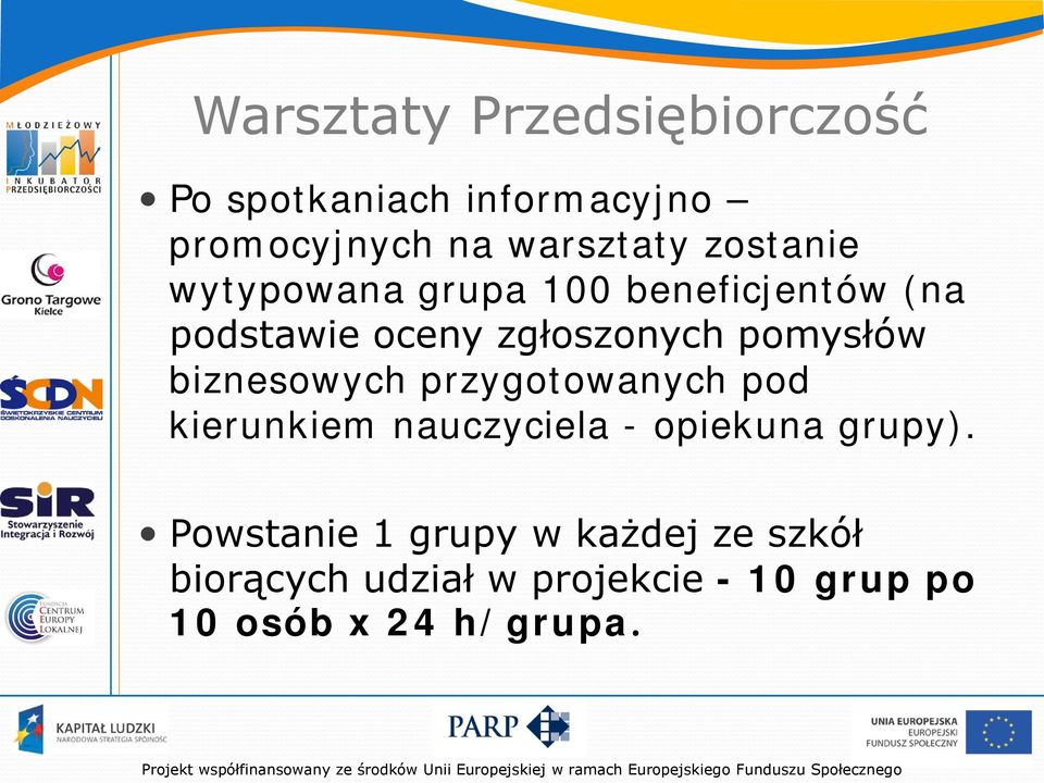 biznesowych przygotowanych pod kierunkiem nauczyciela - opiekuna grupy).