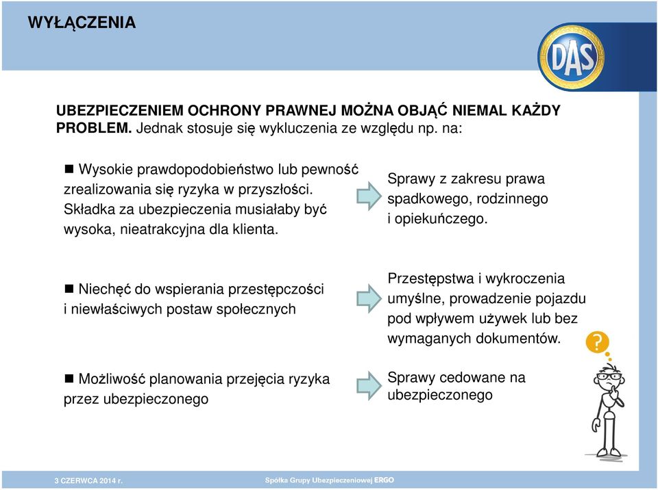 Składka za ubezpieczenia musiałaby być wysoka, nieatrakcyjna dla klienta. Sprawy z zakresu prawa spadkowego, rodzinnego i opiekuńczego.