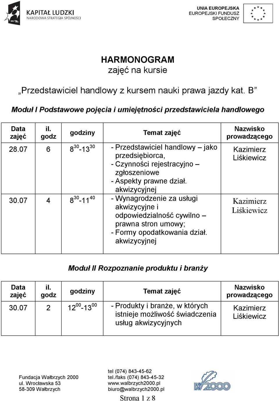 07 4 8 30-11 40 - Wynagrodzenie za usługi akwizycyjne i odpowiedzialność cywilno prawna stron umowy; - Formy opodatkowania dział.