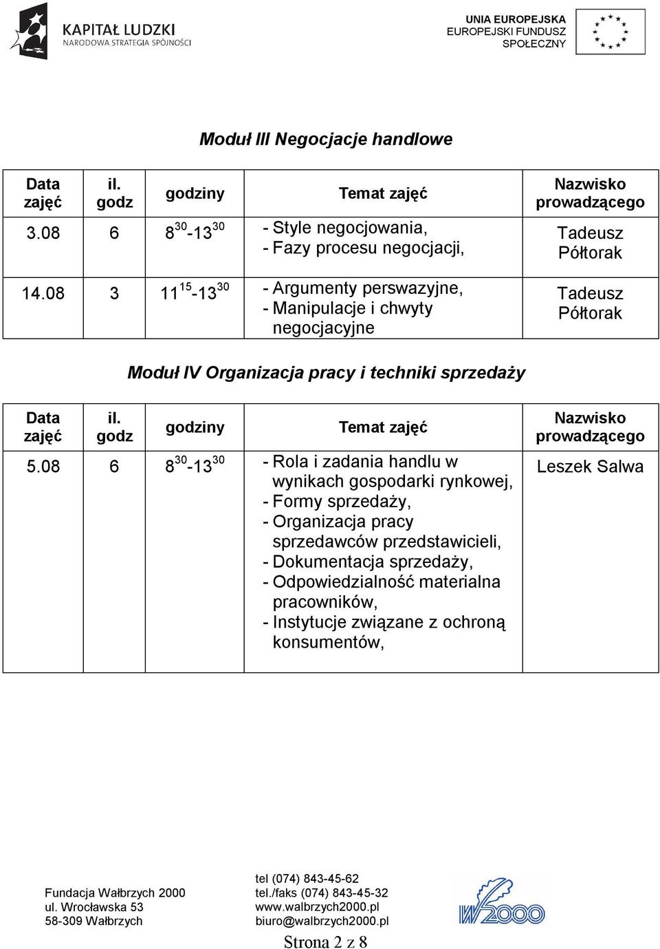 pracy i techniki sprzedaży iny 5.