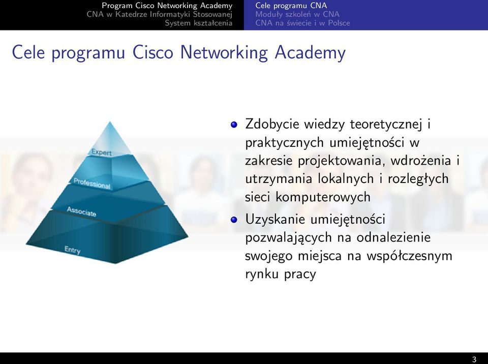 projektowania, wdrożenia i utrzymania lokalnych i rozległych sieci komputerowych
