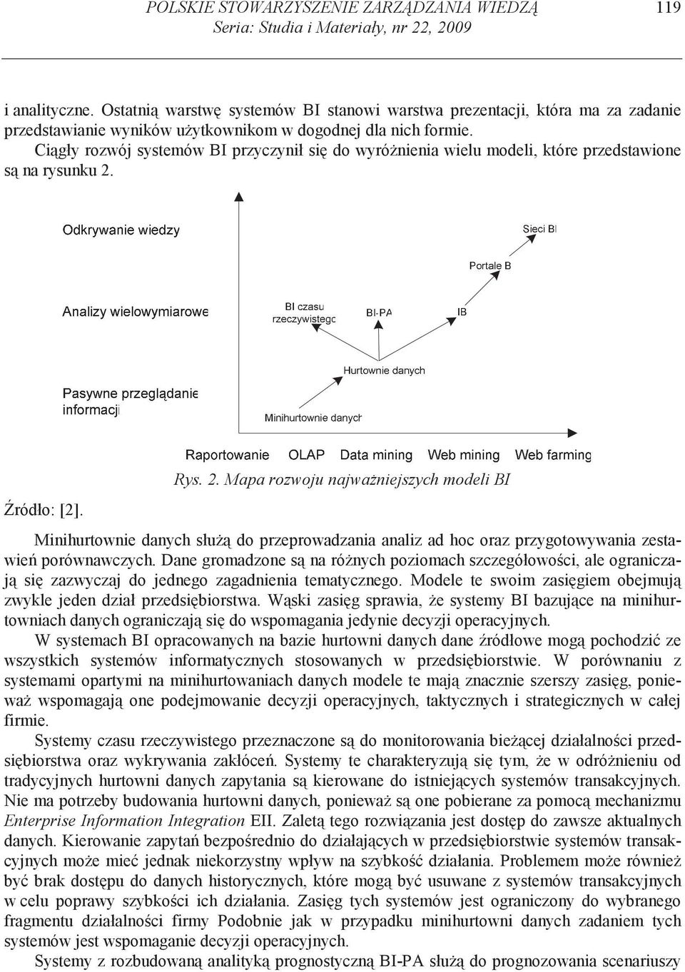 Ci gły rozwój systemów BI przyczynił si do wyró nienia wielu modeli, które przedstawione s na rysunku 2.