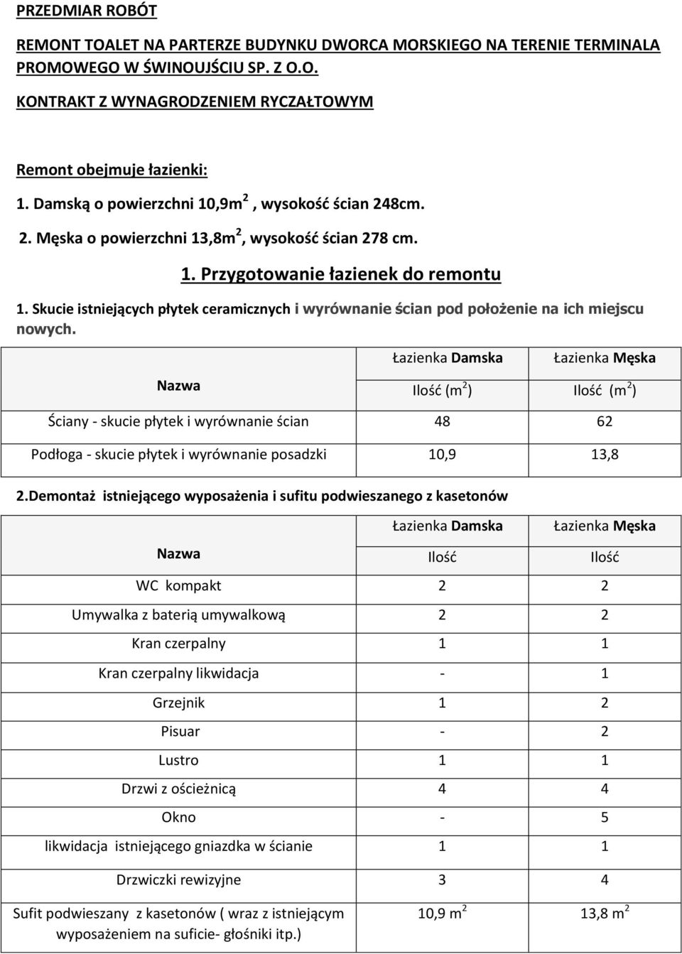Skucie istniejących płytek ceramicznych i wyrównanie ścian pod położenie na ich miejscu nowych.