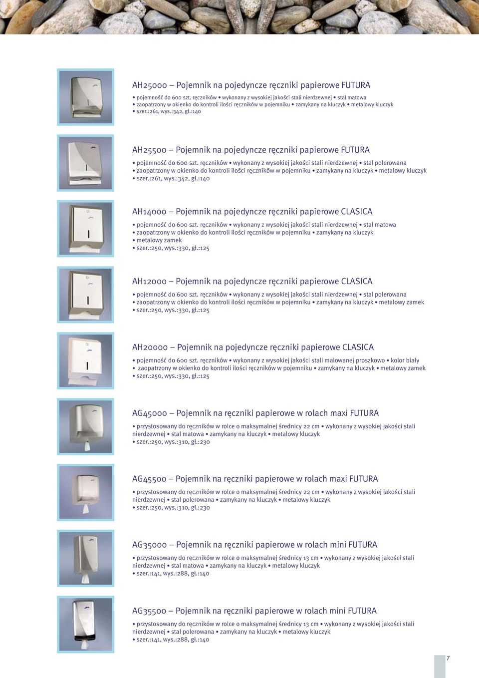 :140 AH25500 Pojemnik na pojedyncze ręczniki papierowe FUTURA pojemność do 600 szt.