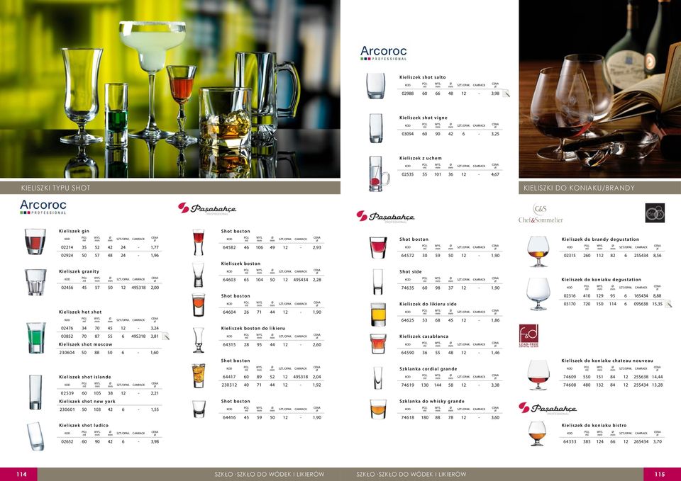 /OPAK. CAMRACK CENA 02456 45 57 50 12 49S318 2,00 SZT./OPAK. CAMRACK CENA 64603 65 104 50 12 49S434 2,28 Shot side SZT./OPAK. CAMRACK CENA 74635 60 98 37 12-1,90 Kieliszek do koniaku degustation SZT.