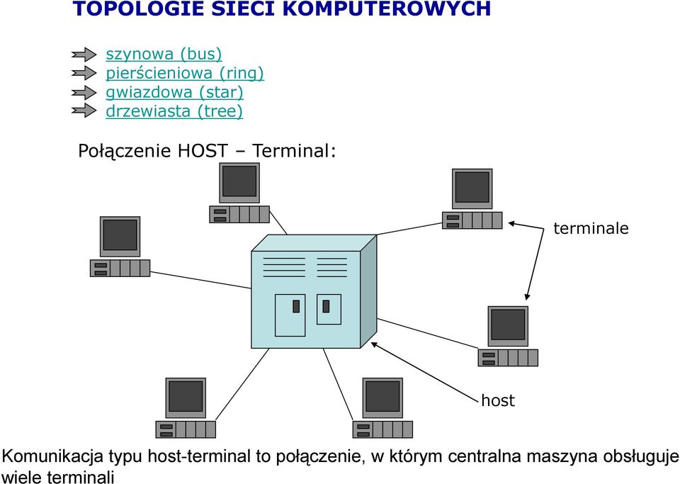 Terminal: terminale host Komunikacja typu host-terminal to