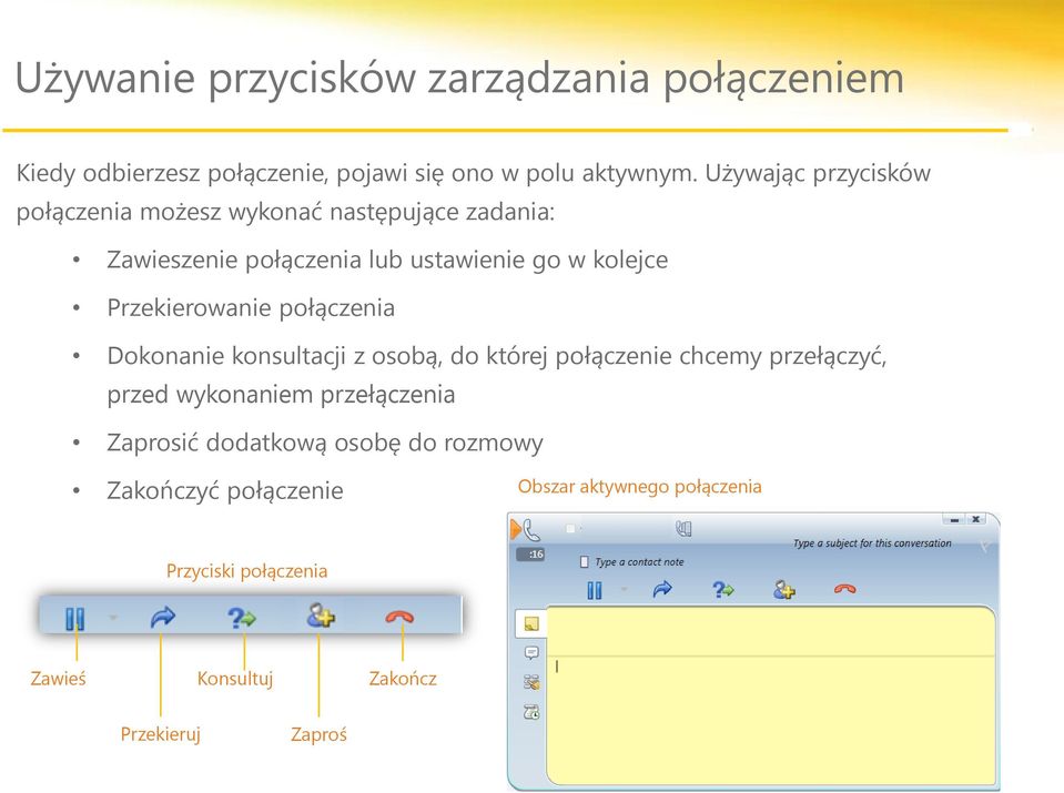Przekierowanie połączenia Dokonanie konsultacji z osobą, do której połączenie chcemy przełączyć, przed wykonaniem