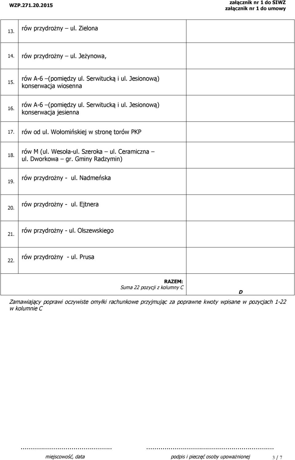 rów przydrożny - ul. Ejtnera 21. rów przydrożny - ul.