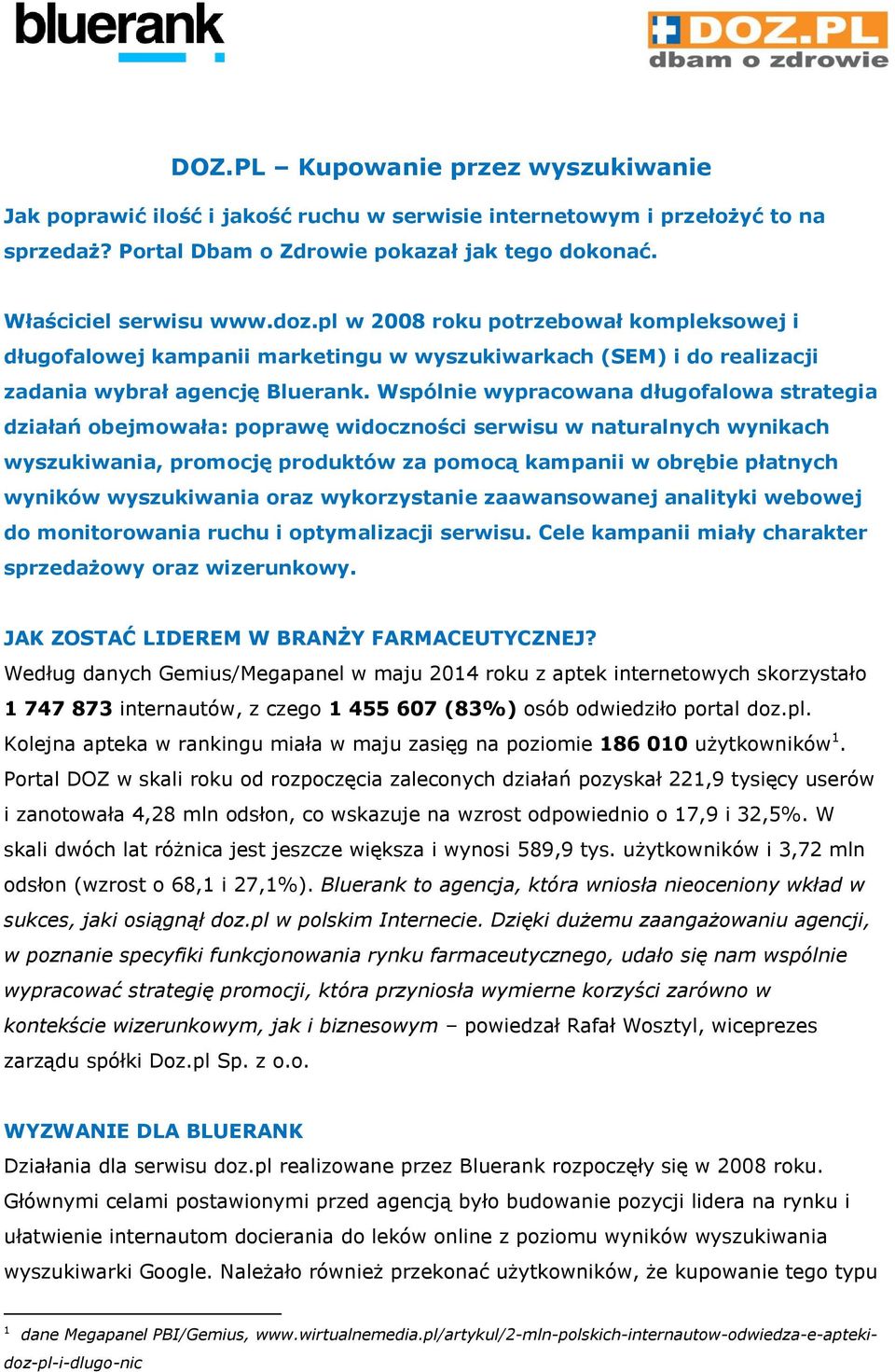 Wspólnie wypracowana długofalowa strategia działań obejmowała: poprawę widoczności serwisu w naturalnych wynikach wyszukiwania, promocję produktów za pomocą kampanii w obrębie płatnych wyników