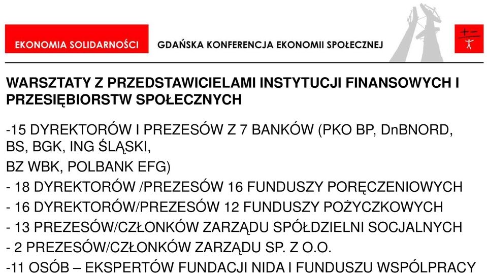 FUNDUSZY PORĘCZENIOWYCH - 16 DYREKTORÓW/PREZESÓW 12 FUNDUSZY POśYCZKOWYCH - 13 PREZESÓW/CZŁONKÓW ZARZĄDU