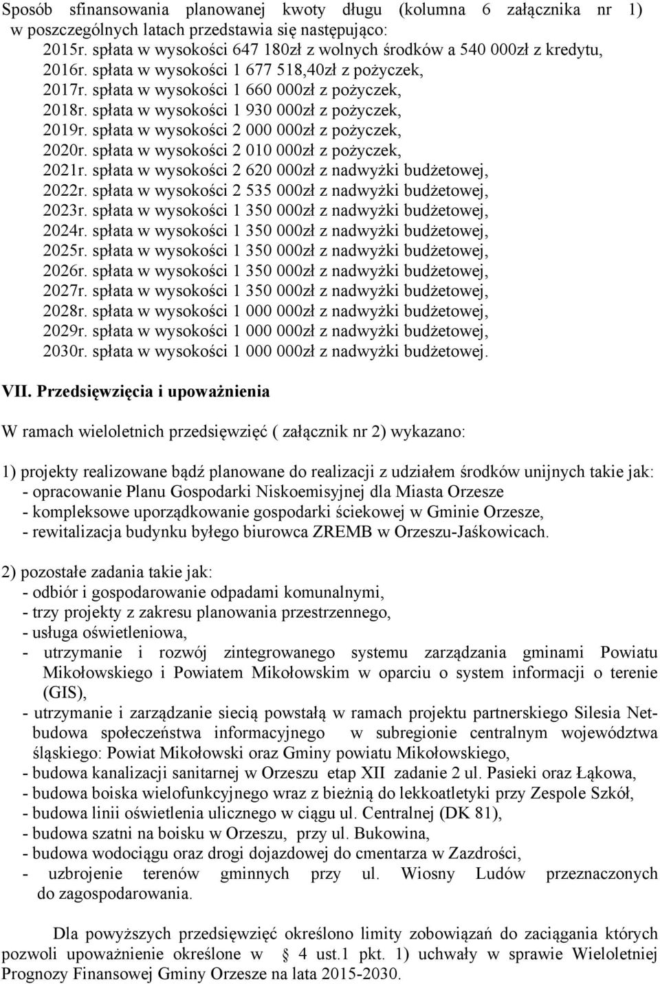 spłata w wysokości 1 930 000zł z pożyczek, 2019r. spłata w wysokości 2 000 000zł z pożyczek, 2020r. spłata w wysokości 2 010 000zł z pożyczek, 2021r.