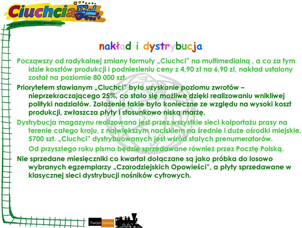 Założenie takie było konieczne ze względu na wysoki koszt produkcji, zwłaszcza płyty i stosunkowo niską marżę.