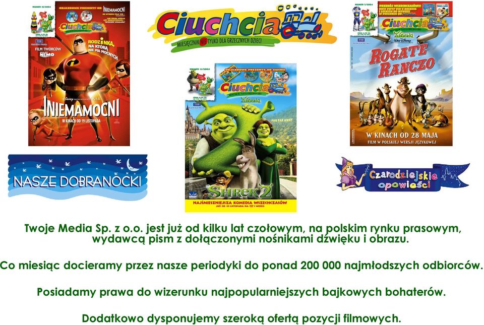 Co miesiąc docieramy przez nasze periodyki do ponad 200 000 najmłodszych odbiorców.