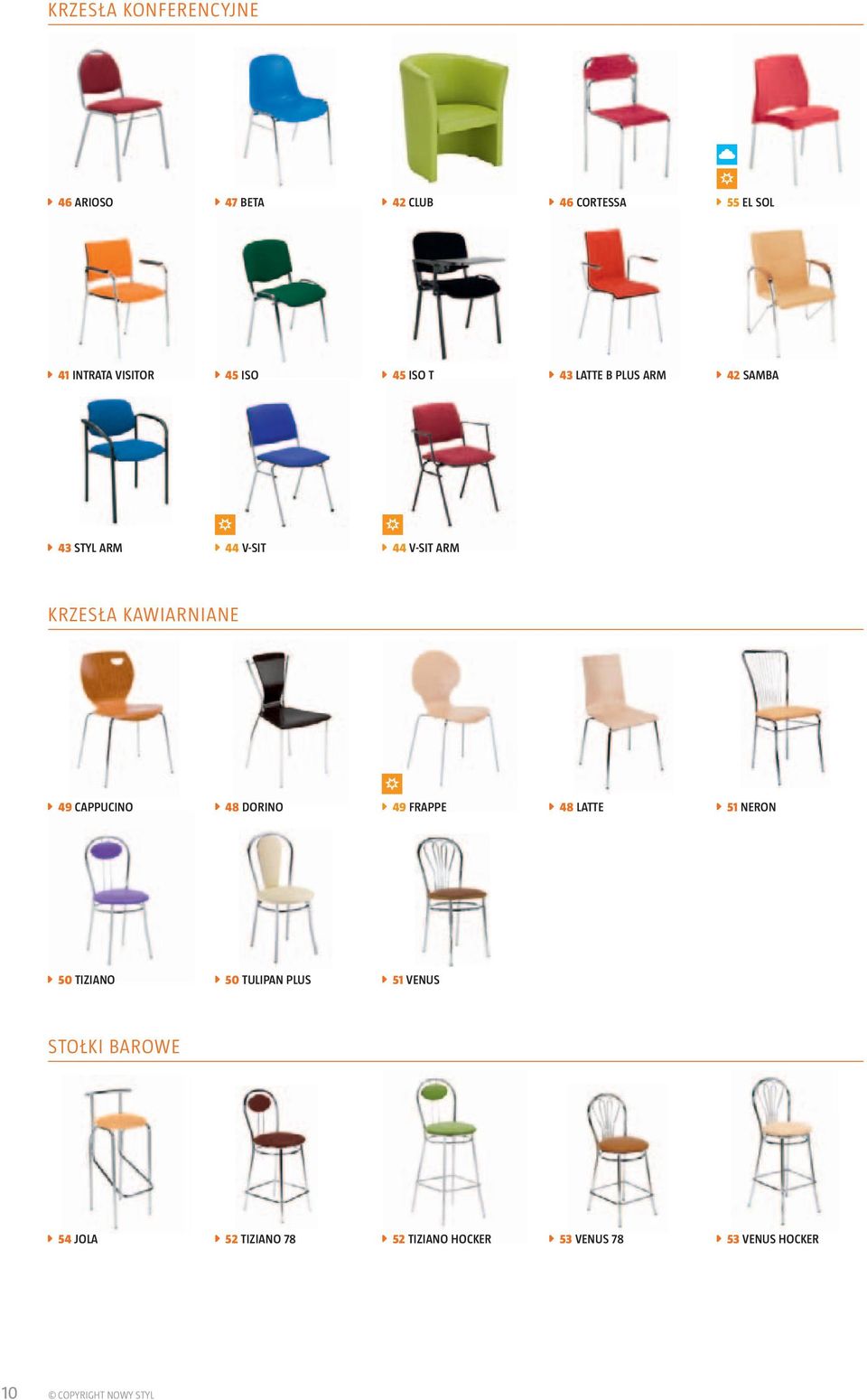 KAWIARNIANE 49 CAPPUCINO 48 ORINO 49 FRAPPE 48 LATTE 51 NERON 50 TIZIANO 50 TULIPAN PLUS 51