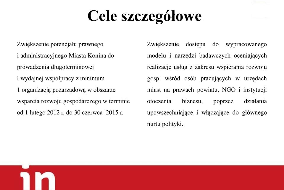 Zwiększenie dostępu do wypracowanego modelu i narzędzi badawczych oceniających realizację usług z zakresu wspierania rozwoju gosp.