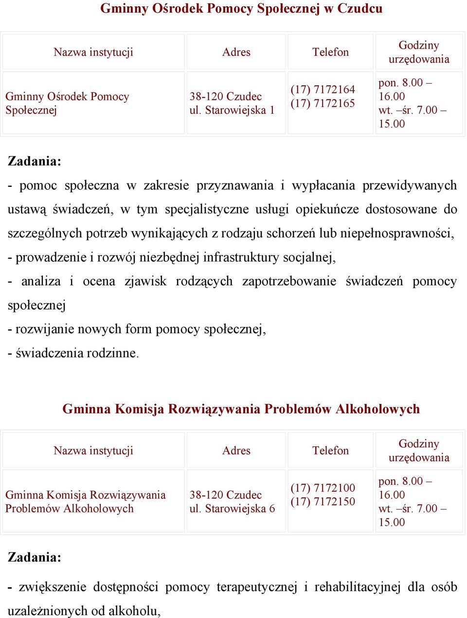 lub niepełnosprawności, - prowadzenie i rozwój niezbędnej infrastruktury socjalnej, - analiza i ocena zjawisk rodzących zapotrzebowanie świadczeń pomocy społecznej - rozwijanie nowych form pomocy