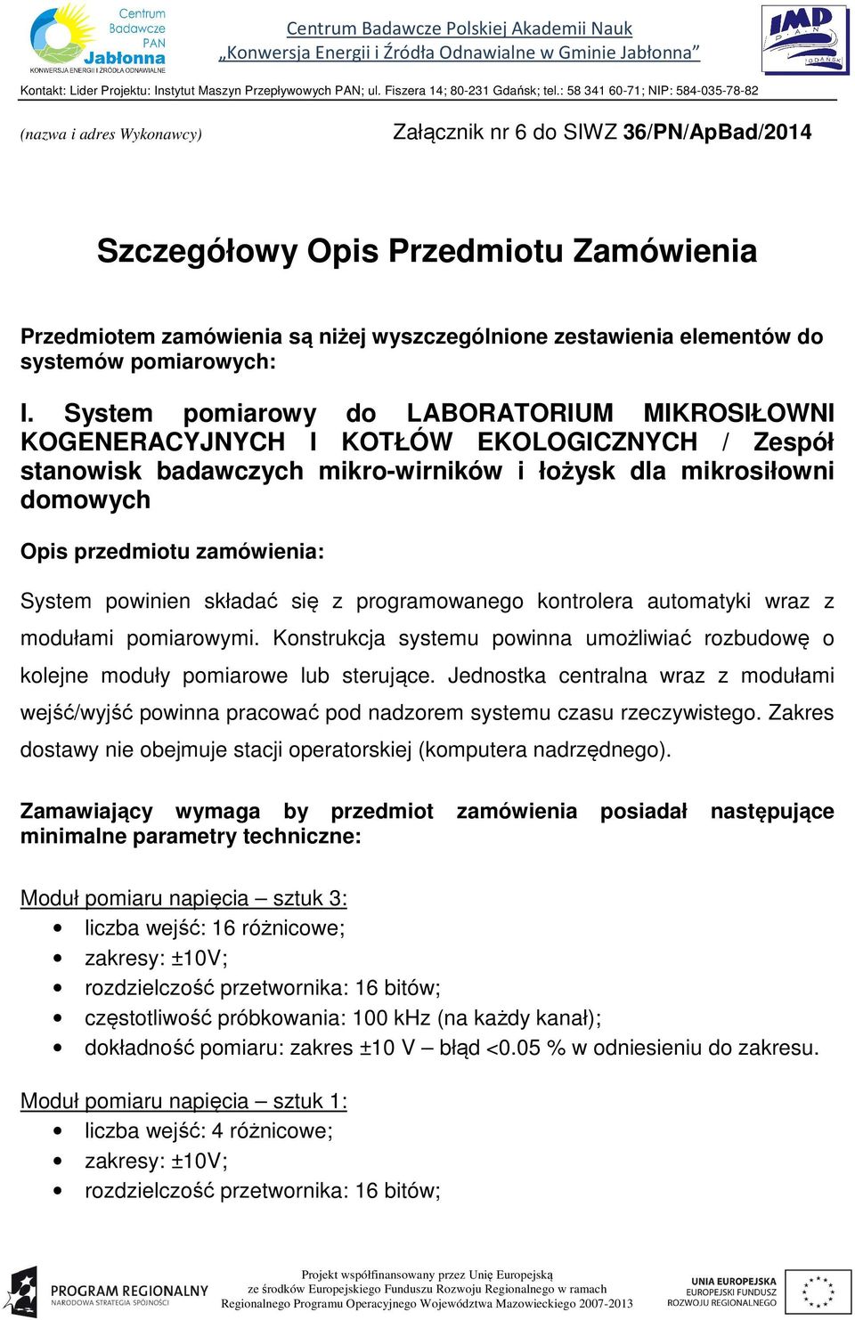 elementów do systemów pomiarowych: I.
