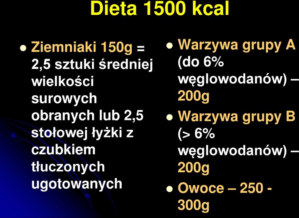 czubkiem tłuczonych ugotowanych Warzywa grupy A (do 6%