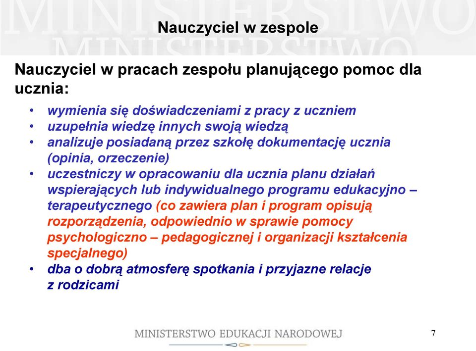 planu działań wspierających lub indywidualnego programu edukacyjno terapeutycznego (co zawiera plan i program opisują rozporządzenia,