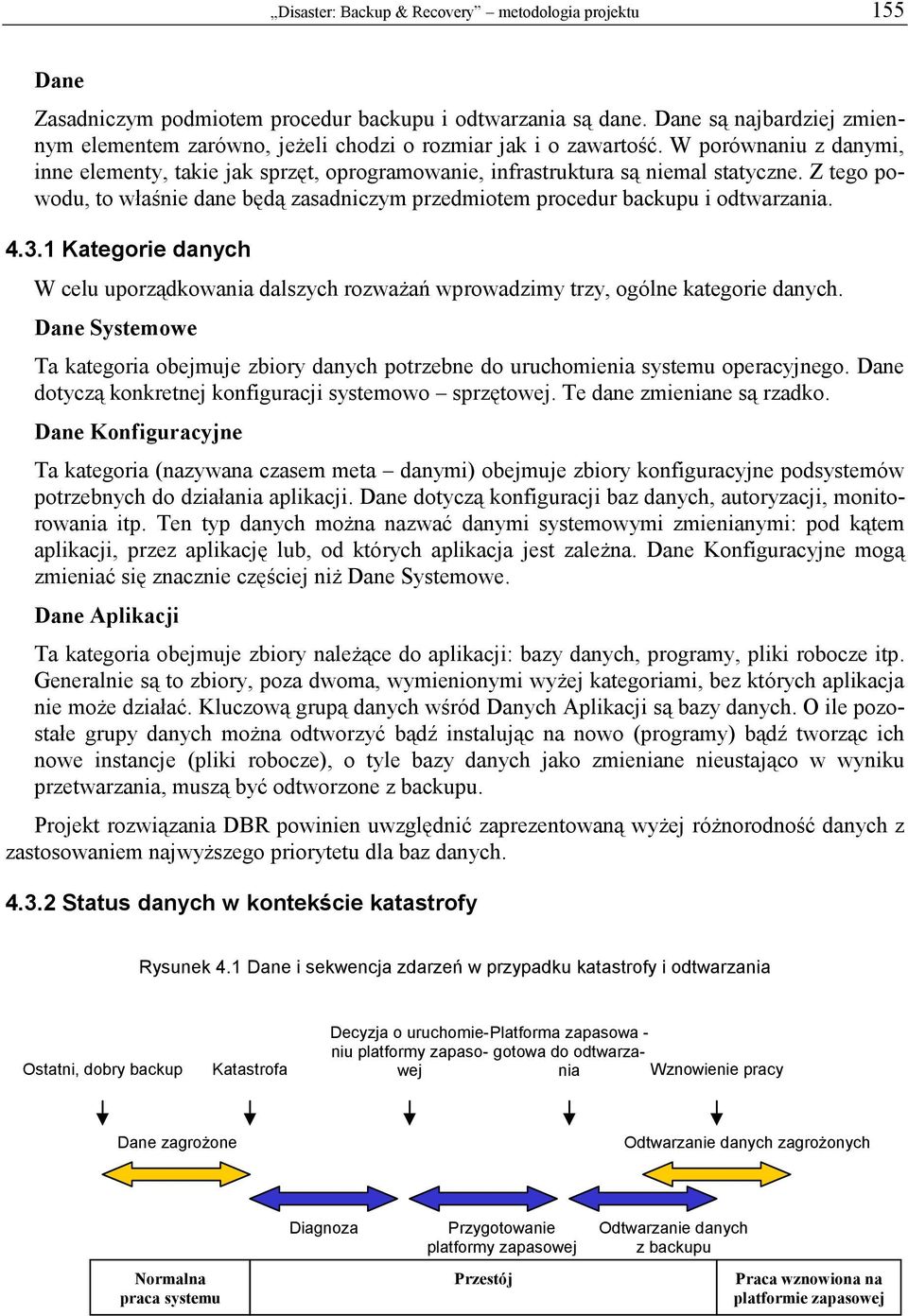 Z tego powodu, to właśnie dane będą zasadniczym przedmiotem procedur backupu i odtwarzania. 4.3.1 Kategorie danych W celu uporządkowania dalszych rozważań wprowadzimy trzy, ogólne kategorie danych.